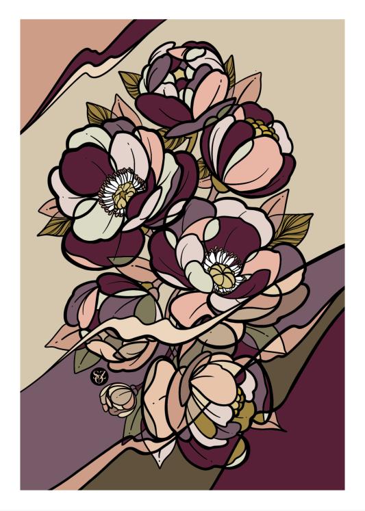 Bovqvet - rose, bordeaux - 50x70