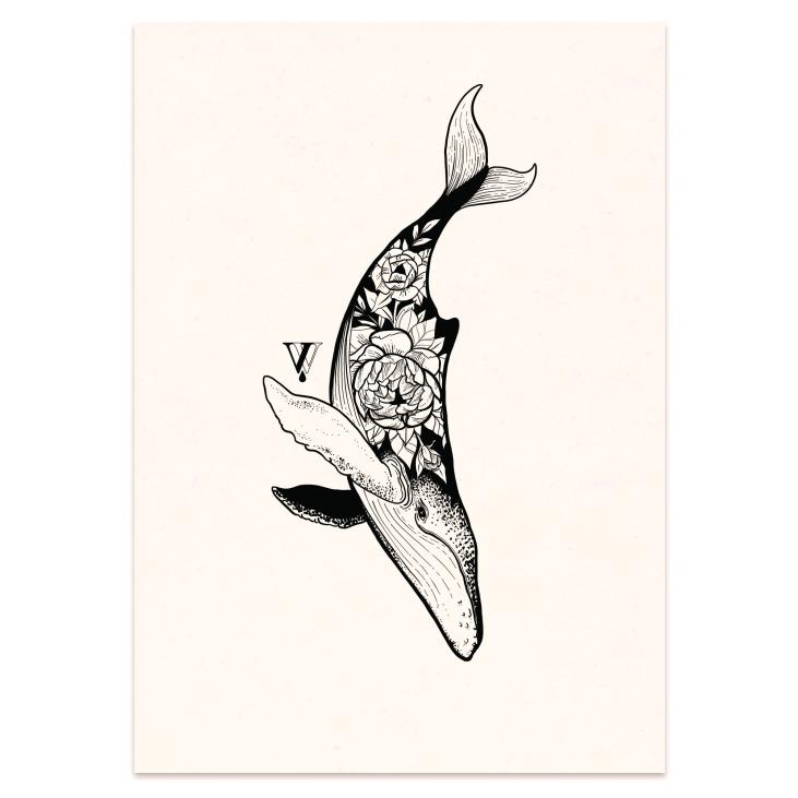 Affiche So.Z - Floral whale - A4