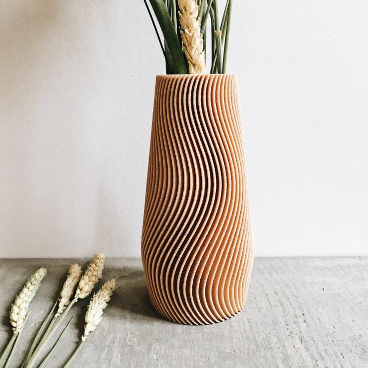 Vase à fleurs sèches imprimé en 3D - Wave - Grand modèle
