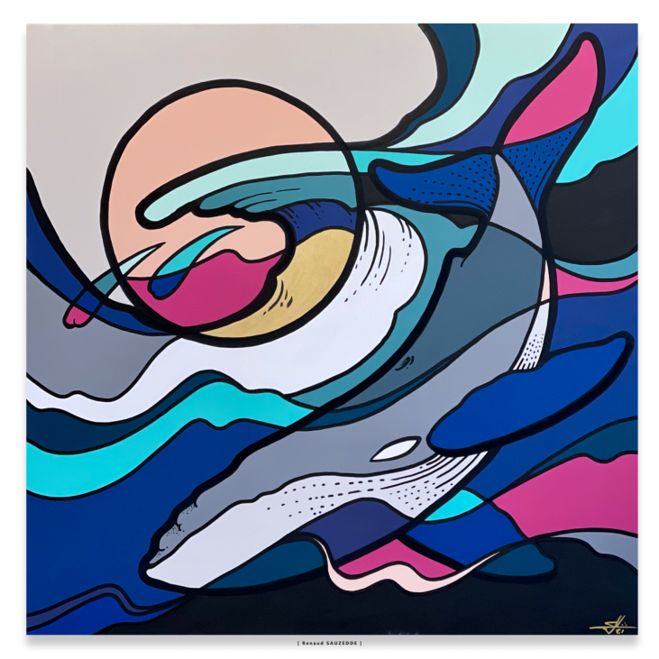 Tableau SOZ - A Whale in a square - Peinture acrylique sur toile