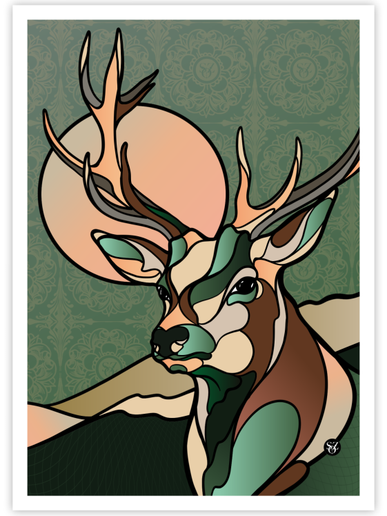 Affiche So.Z - Green Deer - 50 x 70