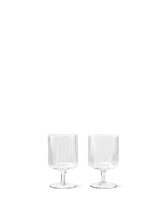 Ferm Living verre à vin - Ripple wine Glasses - Set of 2 - Clear